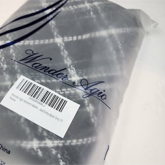 New Black & White Long Scarf Shawl Cashmere Feel Plaid Scarf - Picture 4 of 4